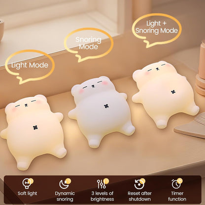 Snoring Bear Baby Night Light White