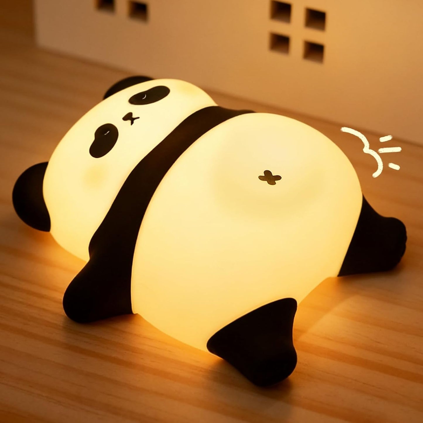 Snoring Panda Baby Night Light Black & White
