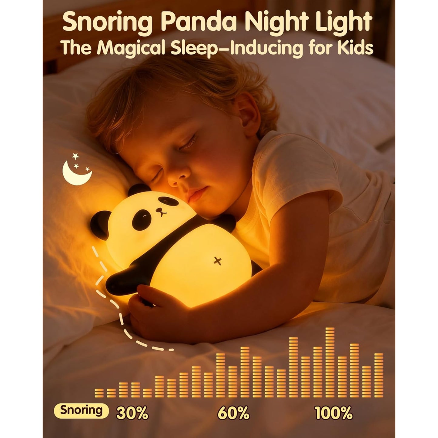 Snoring Panda Baby Night Light Black & White