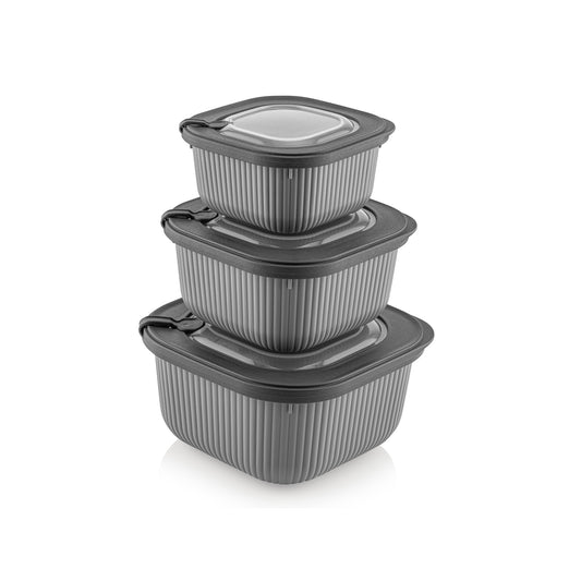 3 Piece Line Storage Container Set Grey