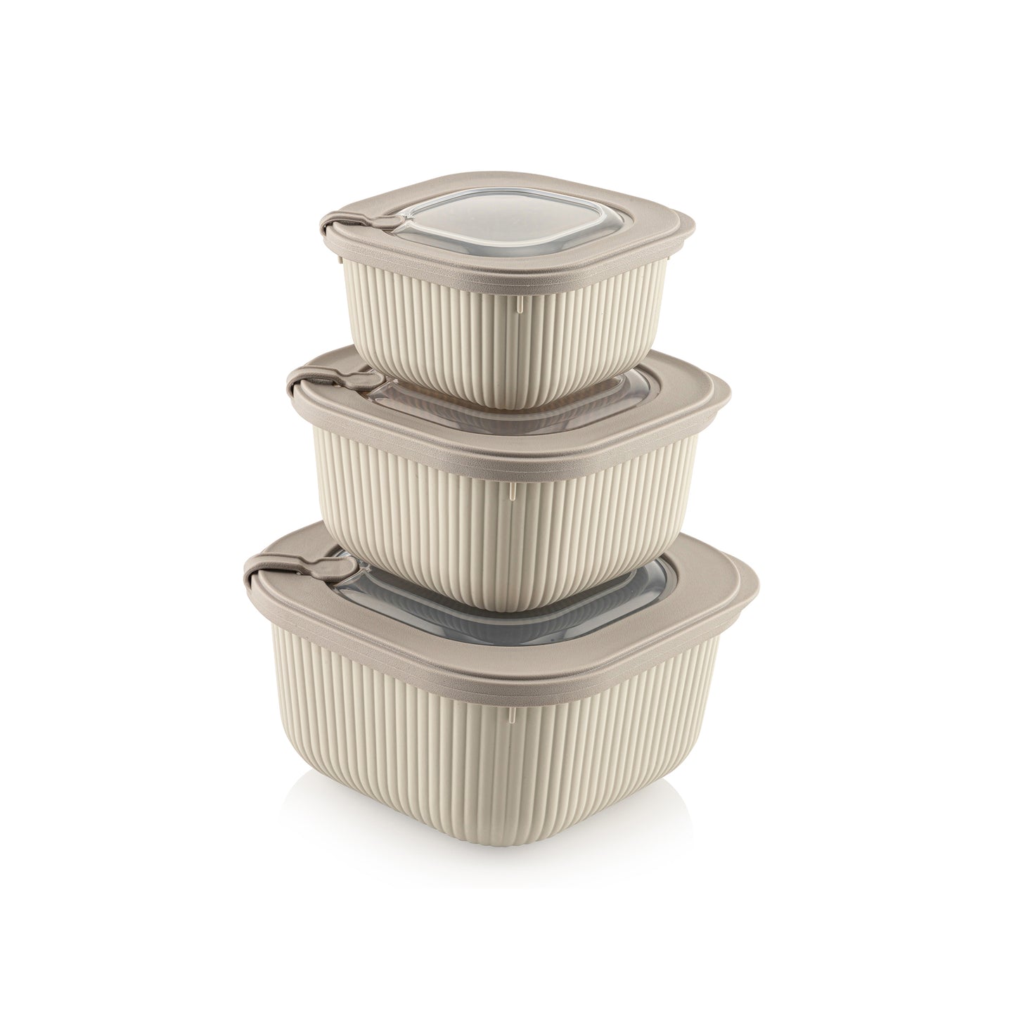 3 Piece Line Storage Container Set Cream