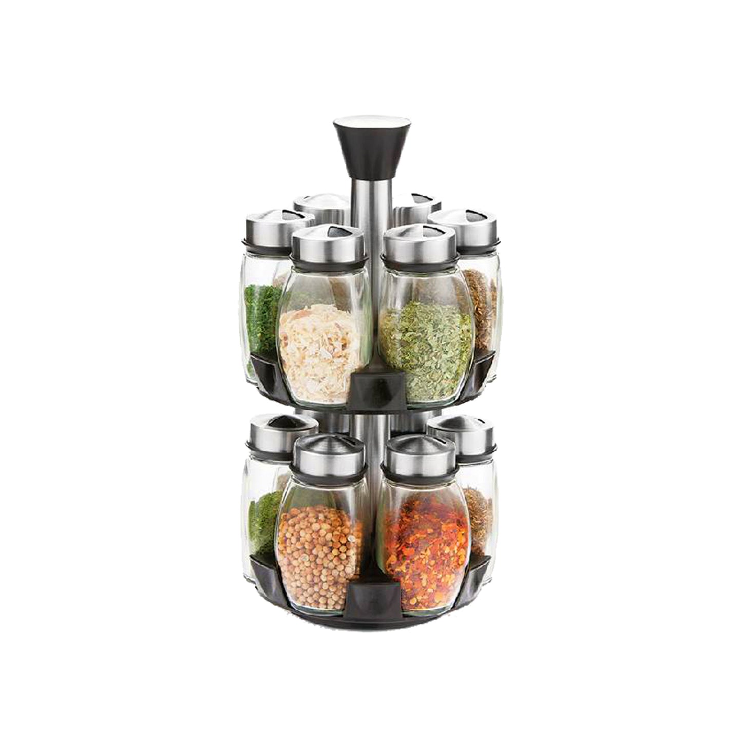 Aqua 12 Piece Rotating Spice Stand Black