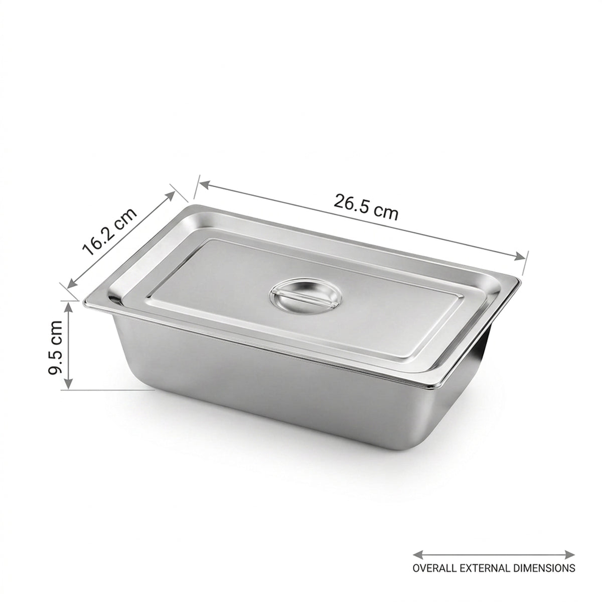 Stainless Steel Dish with Lid 26.5 x 16.2 x 9.5cm