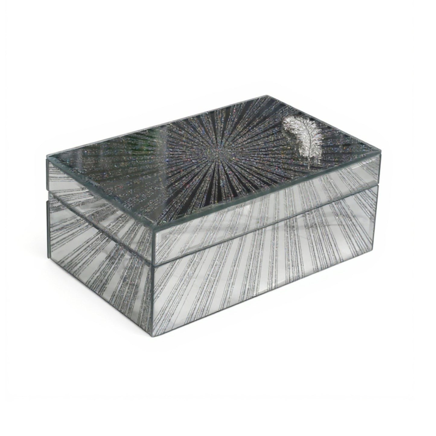 Starburst Design Jewellery Box Silver