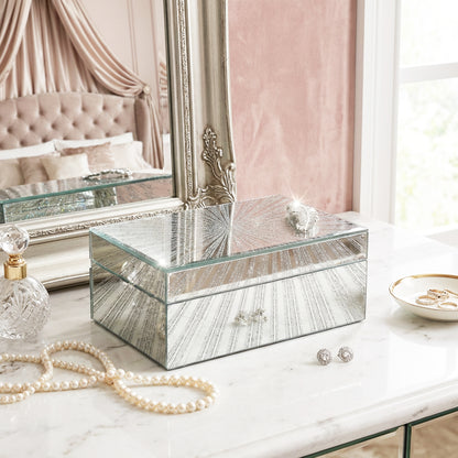 Starburst Design Jewellery Box Silver