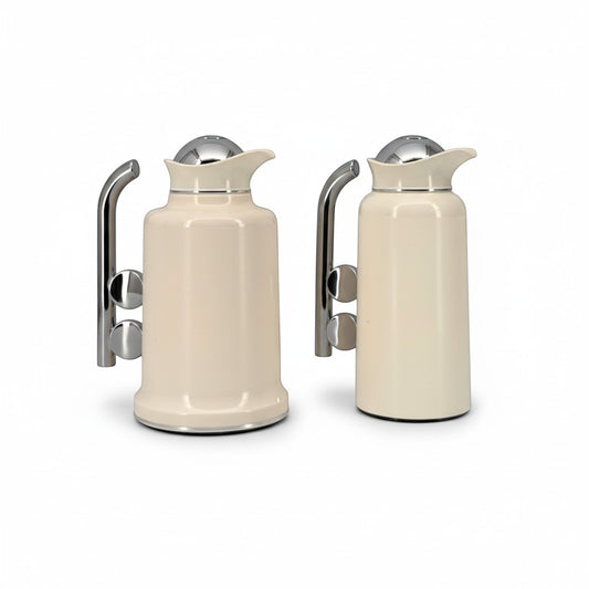2 Piece Coffee & Tea Thermos Set Cream & Silver