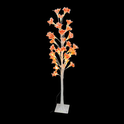 1.2m LED Tree with Flowers Orange & White