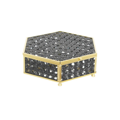 Urban Decor Hexagonal Decorative Storage Box Black & Gold