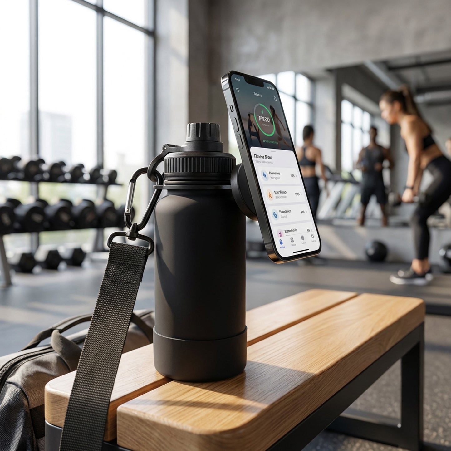 650ml Cellphone Holder Flask Black