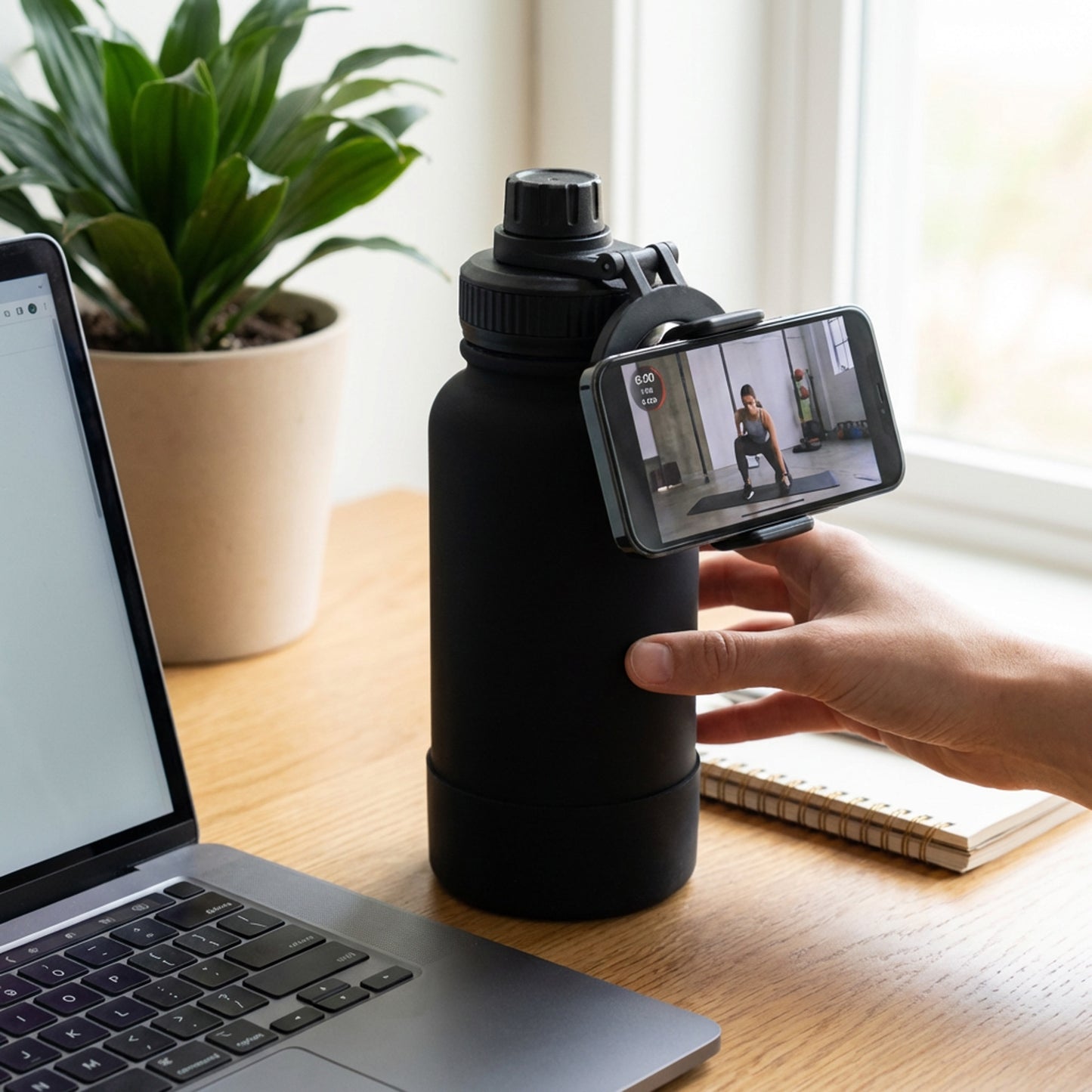 650ml Cellphone Holder Flask Black