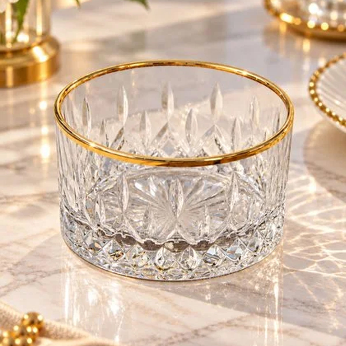 Pasabahce Timeless 255ml Gold Rim Bowl Set of 4