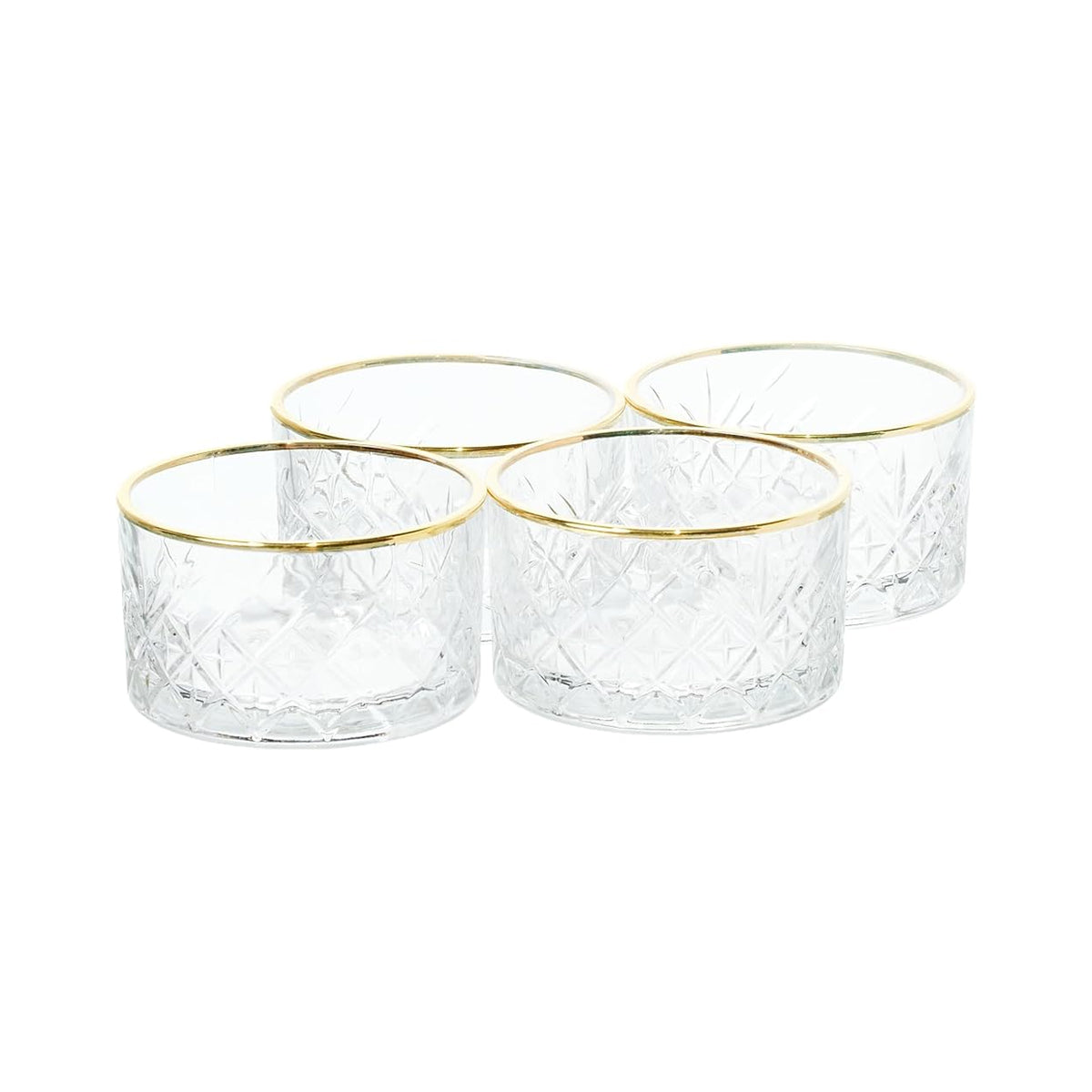 Pasabahce Timeless 255ml Gold Rim Bowl Set of 4