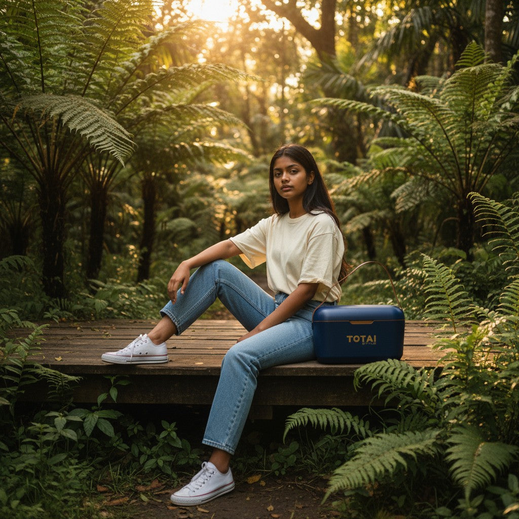 TOTAI STYLE 12 LITRE RETRO COOLER BOX - NAVY BLUE