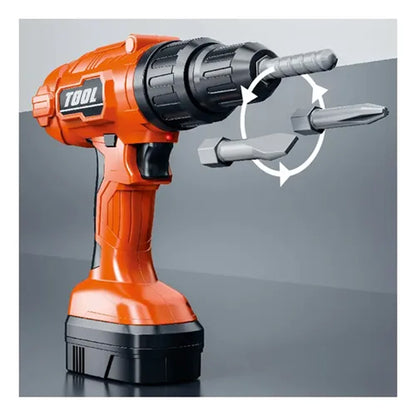2-in-1 Simulation Electric Drill & Saw Toy Orange