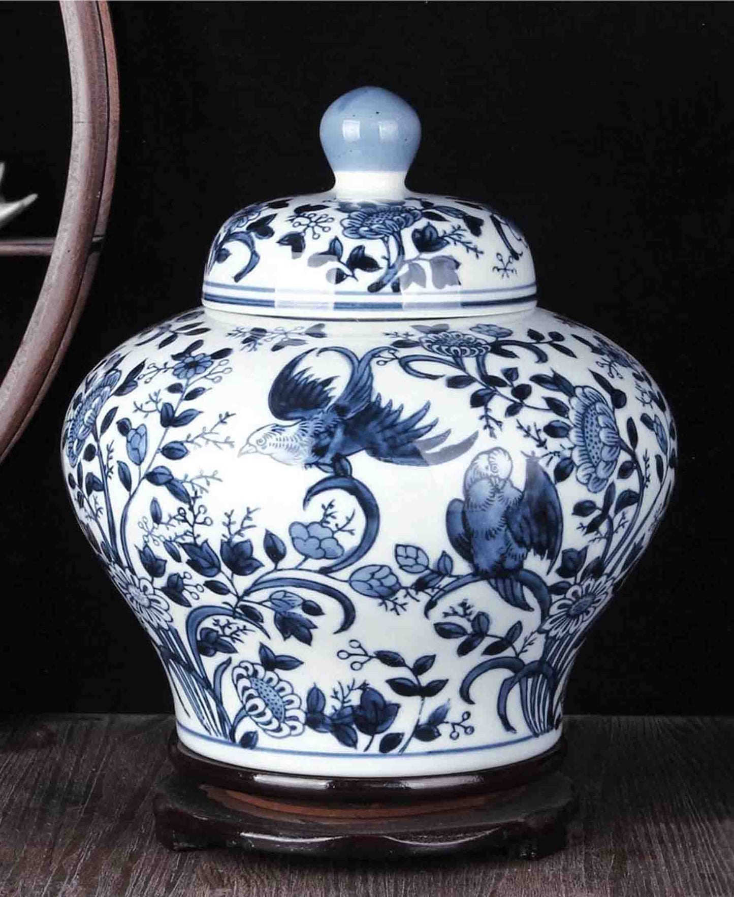 Urban Decor Nevis Ginger Jar 26cm - Blue & White