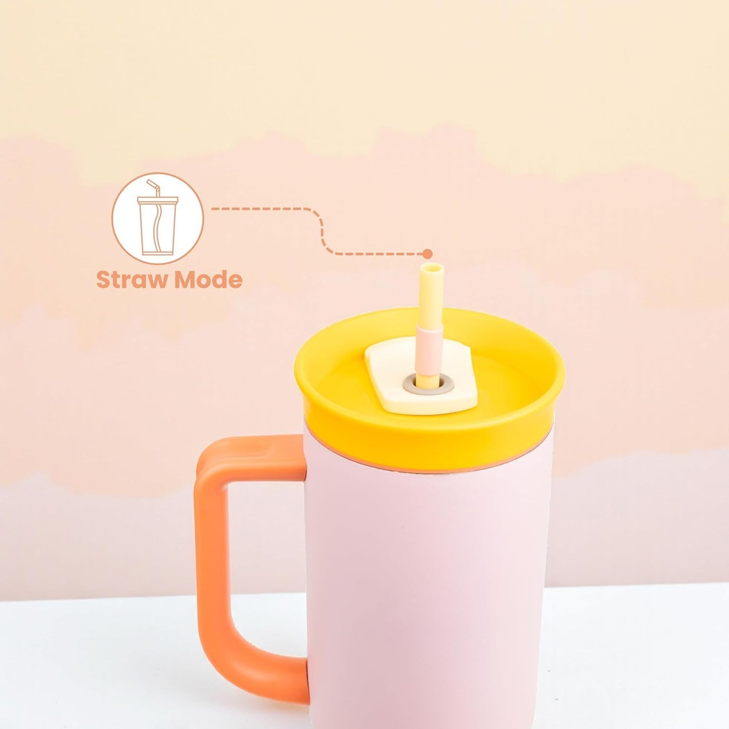 1.2Lt Flask With Handle & Straw Pink