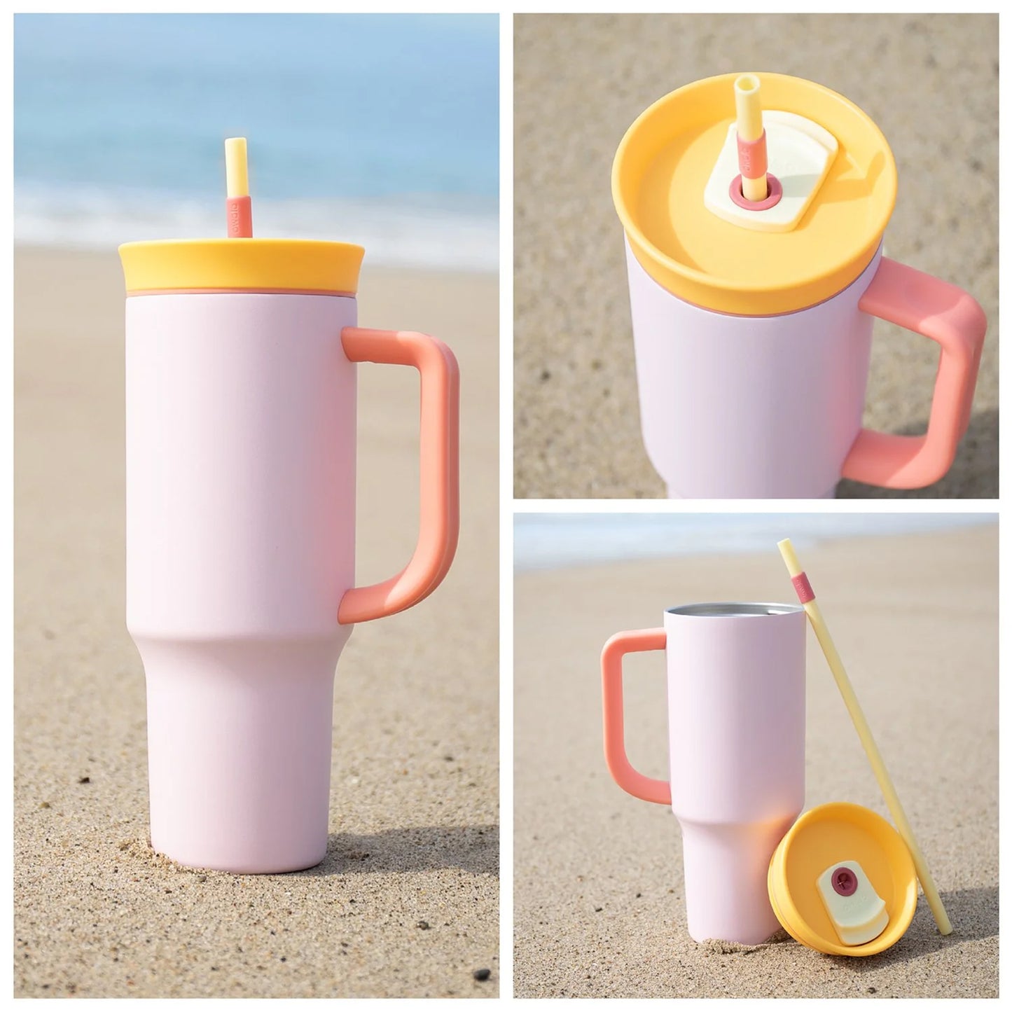 1.2Lt Flask With Handle & Straw Pink