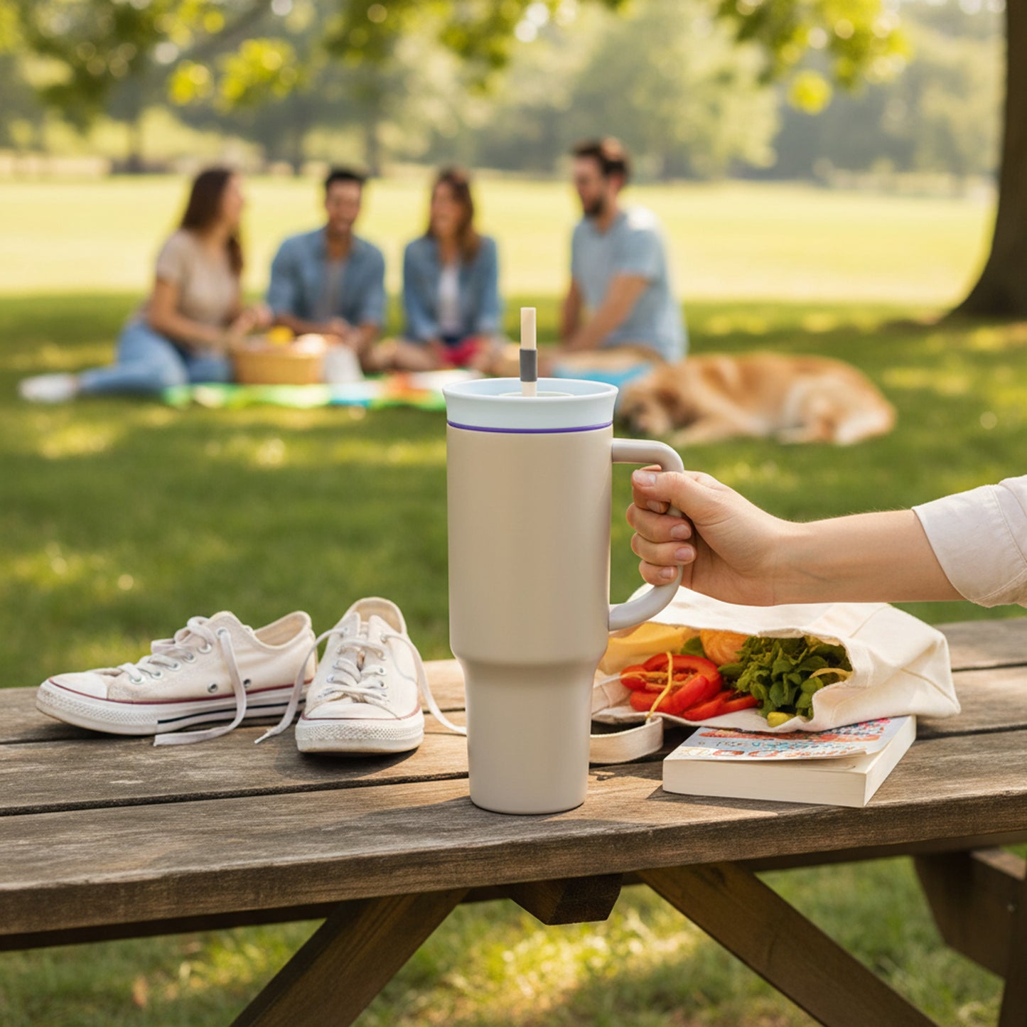 1.2Lt Flask With Handle & Straw Khaki