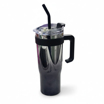 1.2Lt Shiny Stainless Steel Flask Black
