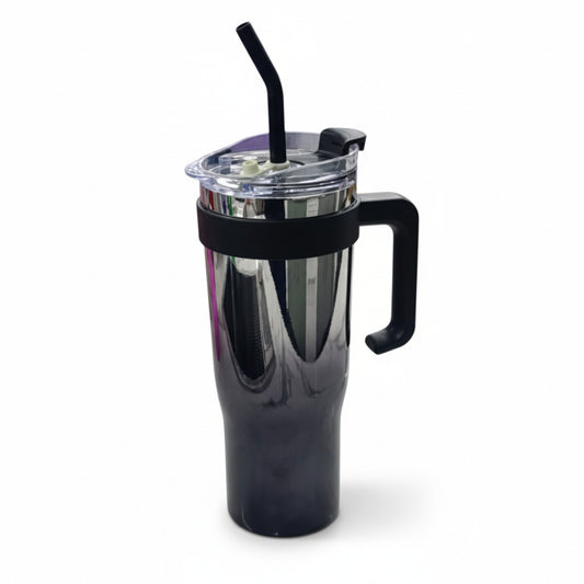 1.2Lt Shiny Stainless Steel Flask Black