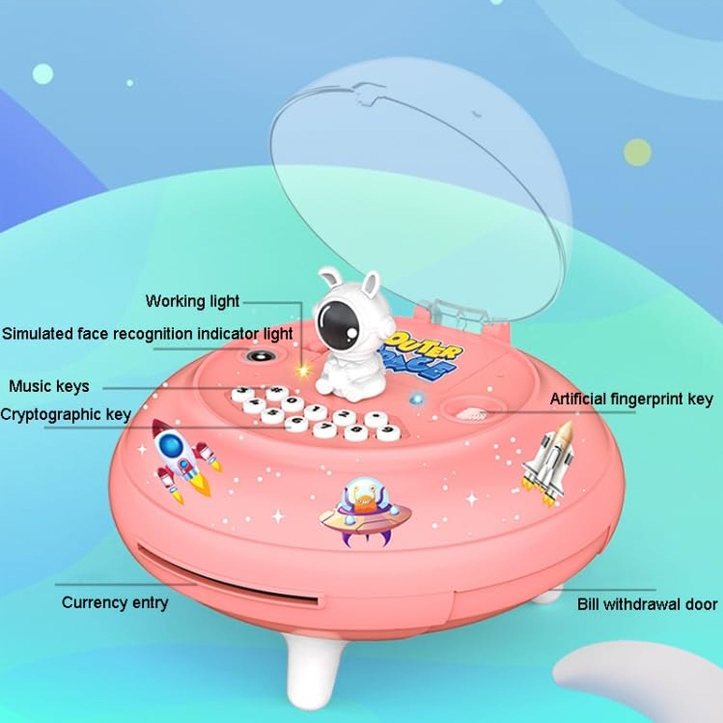 UFO Design Kids Money Bank Pink