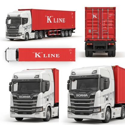 1:64 Alloy Scania Truck with Container Red