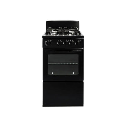 Univa 4 Burner Gas Stove with 58Lt Gas Oven Black