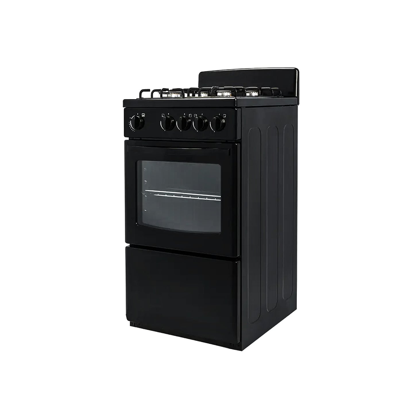 Univa 4 Burner Gas Stove with 58Lt Gas Oven Black