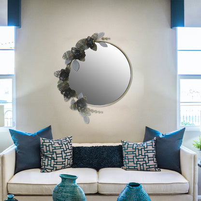 Urban Decor Metal Wall Mirror Ornament Black, Gold & White