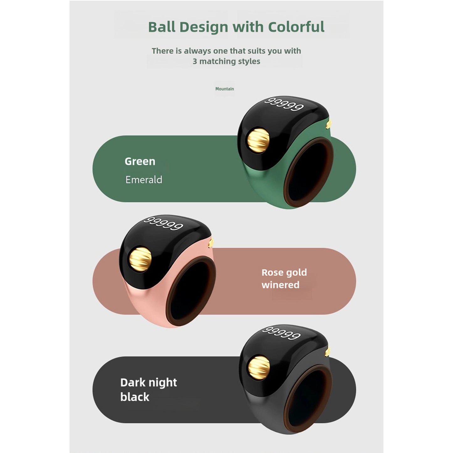 Adjustable Tasbih Smart Ring Counter Green
