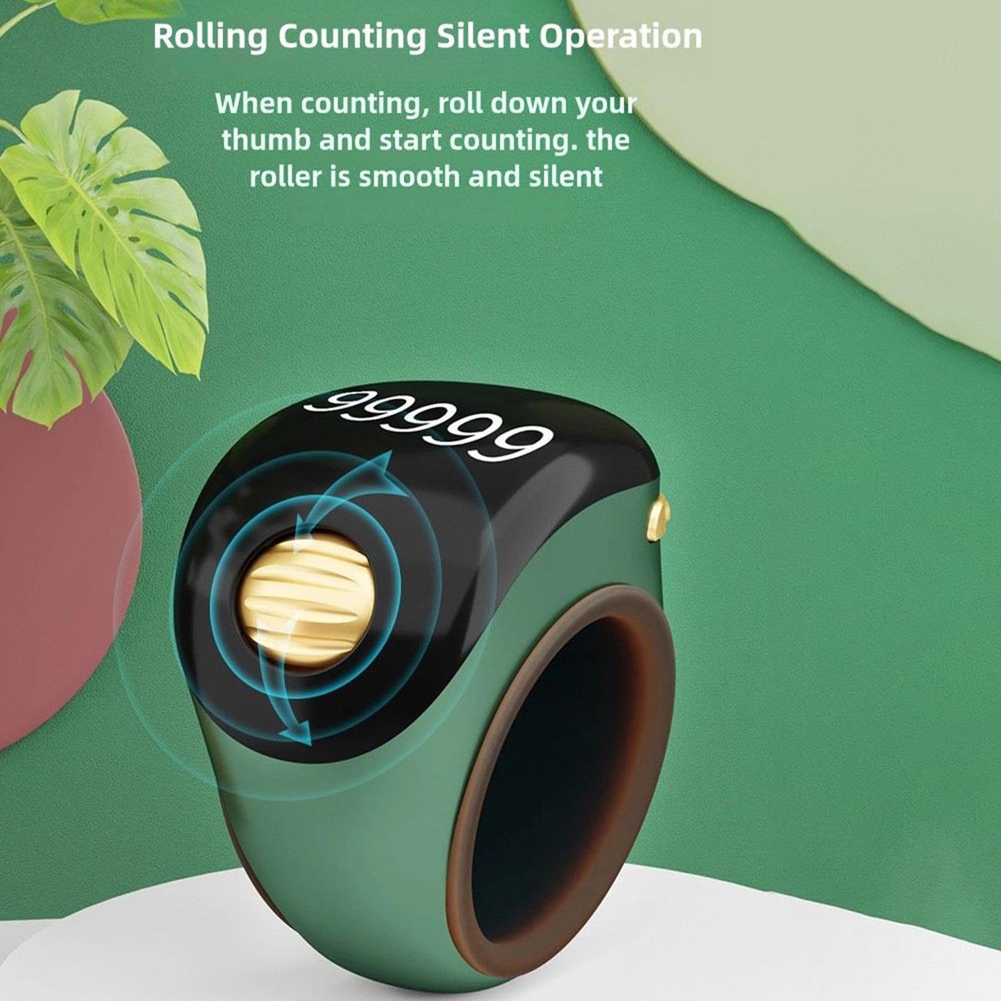 Adjustable Tasbih Smart Ring Counter Green