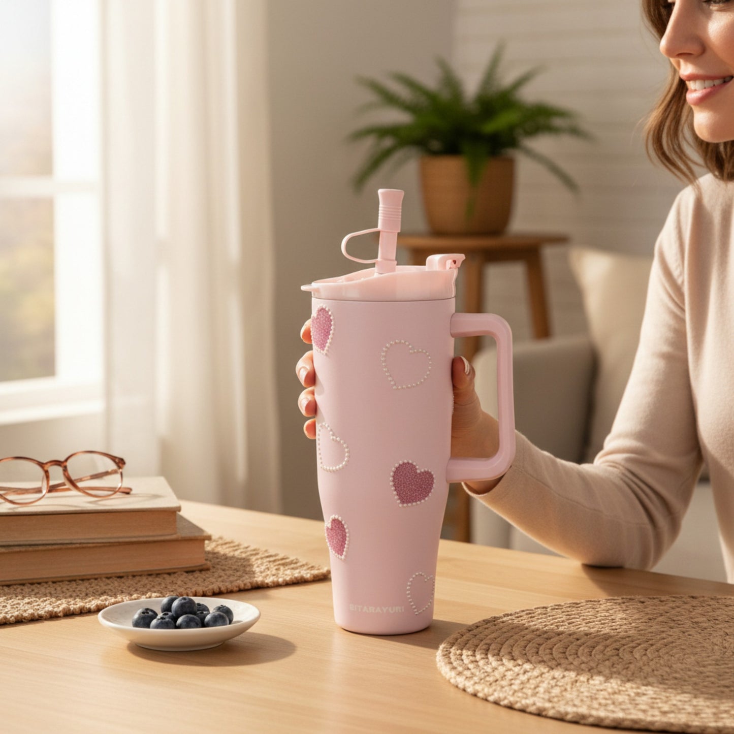 Heart Design 1.2Lt Flask Pink