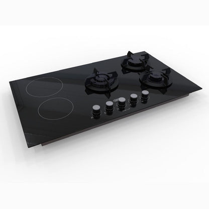 Defy 90cm Hybrid Gas and Electric Hob Black - DHG902