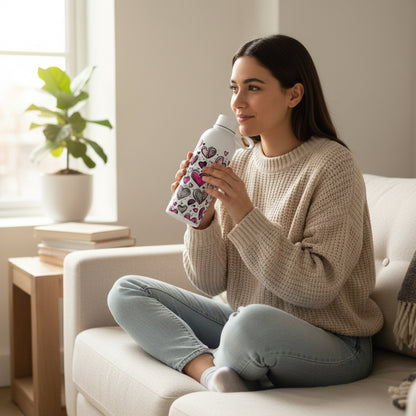 500ml Heart Design Flask White