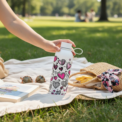 500ml Heart Design Flask White