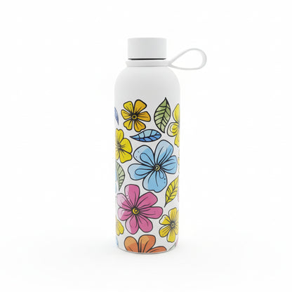 500ml Floral Design Flask White