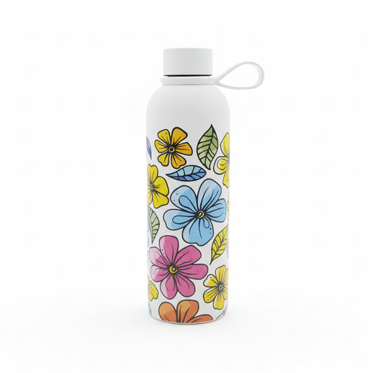 500ml Floral Design Flask White