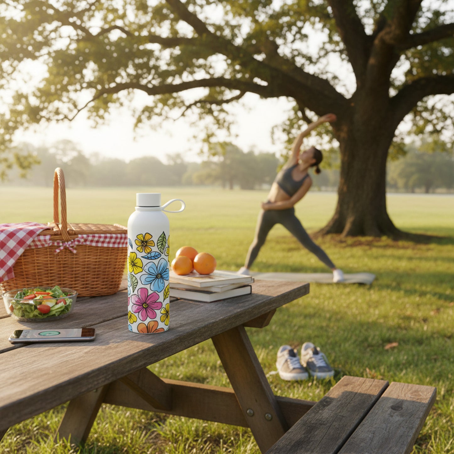 500ml Floral Design Flask White