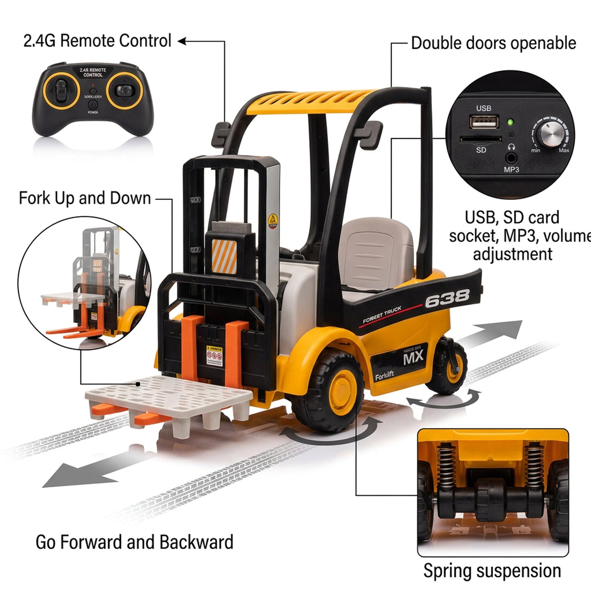 MightyLift Kids Electric Ride-On Forklift - XM638