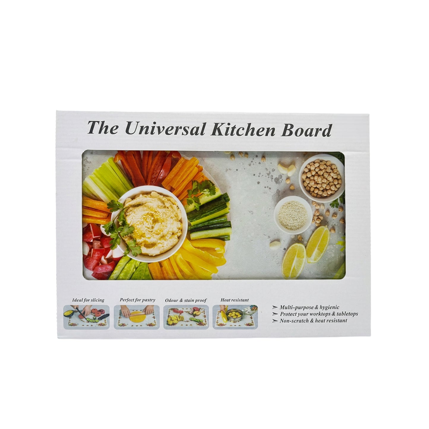 30 x 25cm Tempered Glass Cutting Board Multicoloured