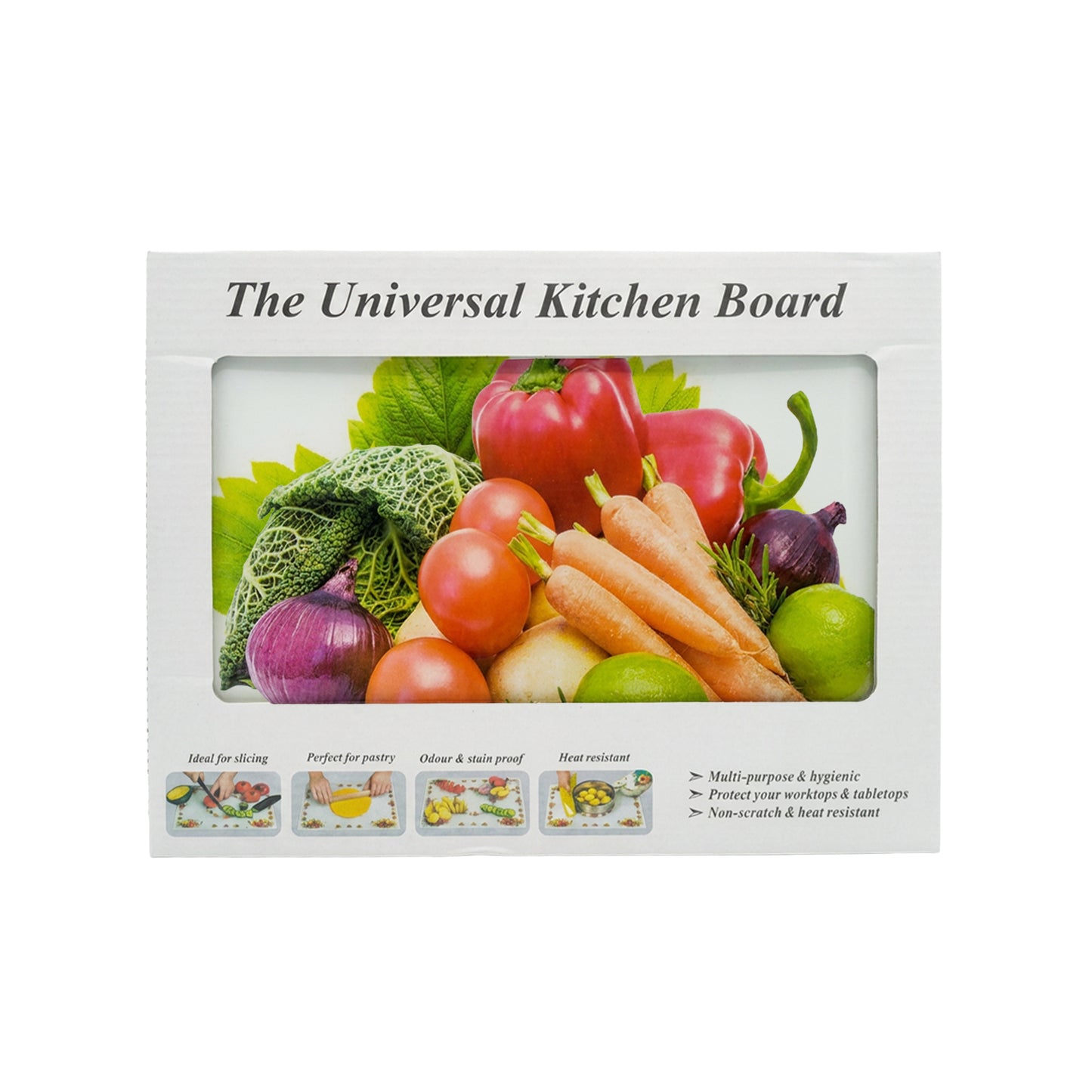 30 x 25cm Tempered Glass Cutting Board Multicoloured