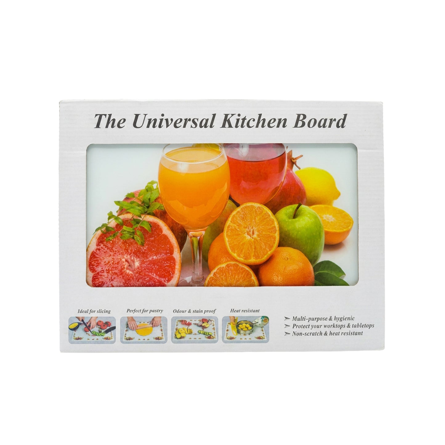 30 x 25cm Tempered Glass Cutting Board Multicoloured