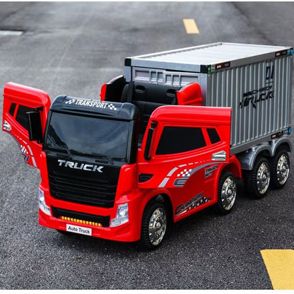 Kids Electric Ride-On Container Truck with Detachable Trailer - YJ2011T
