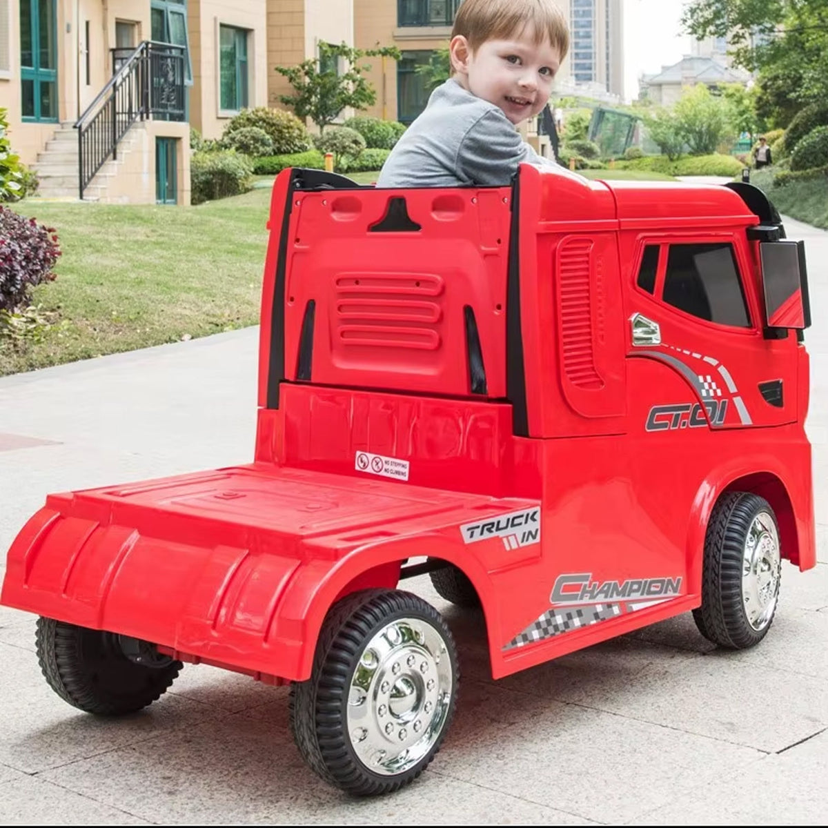 Kids Electric Ride-On Container Truck with Detachable Trailer - YJ2011T