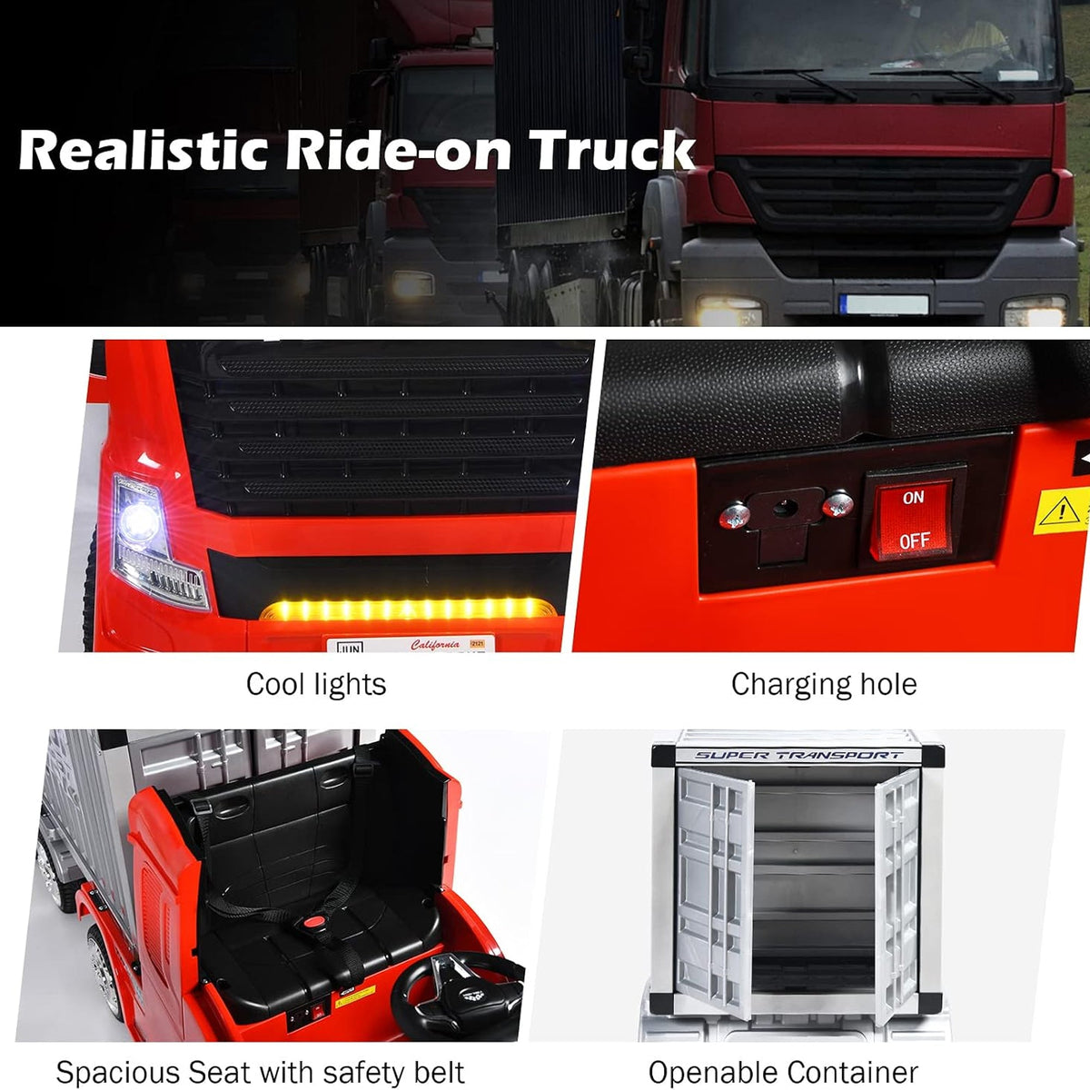 Kids Electric Ride-On Container Truck with Detachable Trailer - YJ2011T