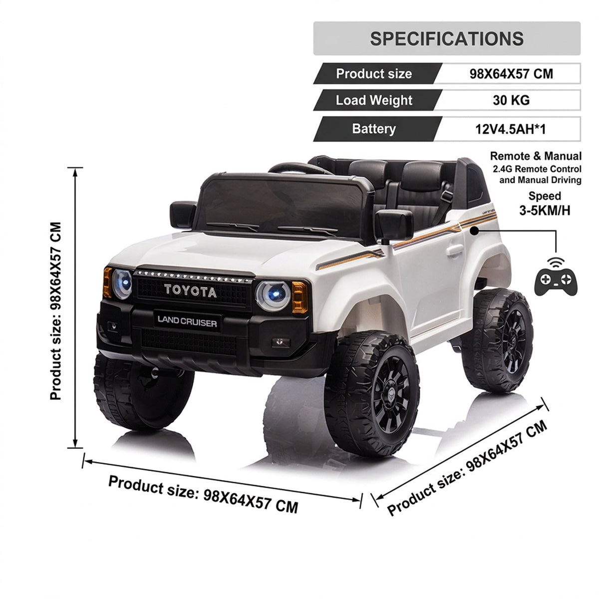 24V 2 Seater Toyota Land Cruiser Licensed Kids Electric Ride-On Car - YJ2155
