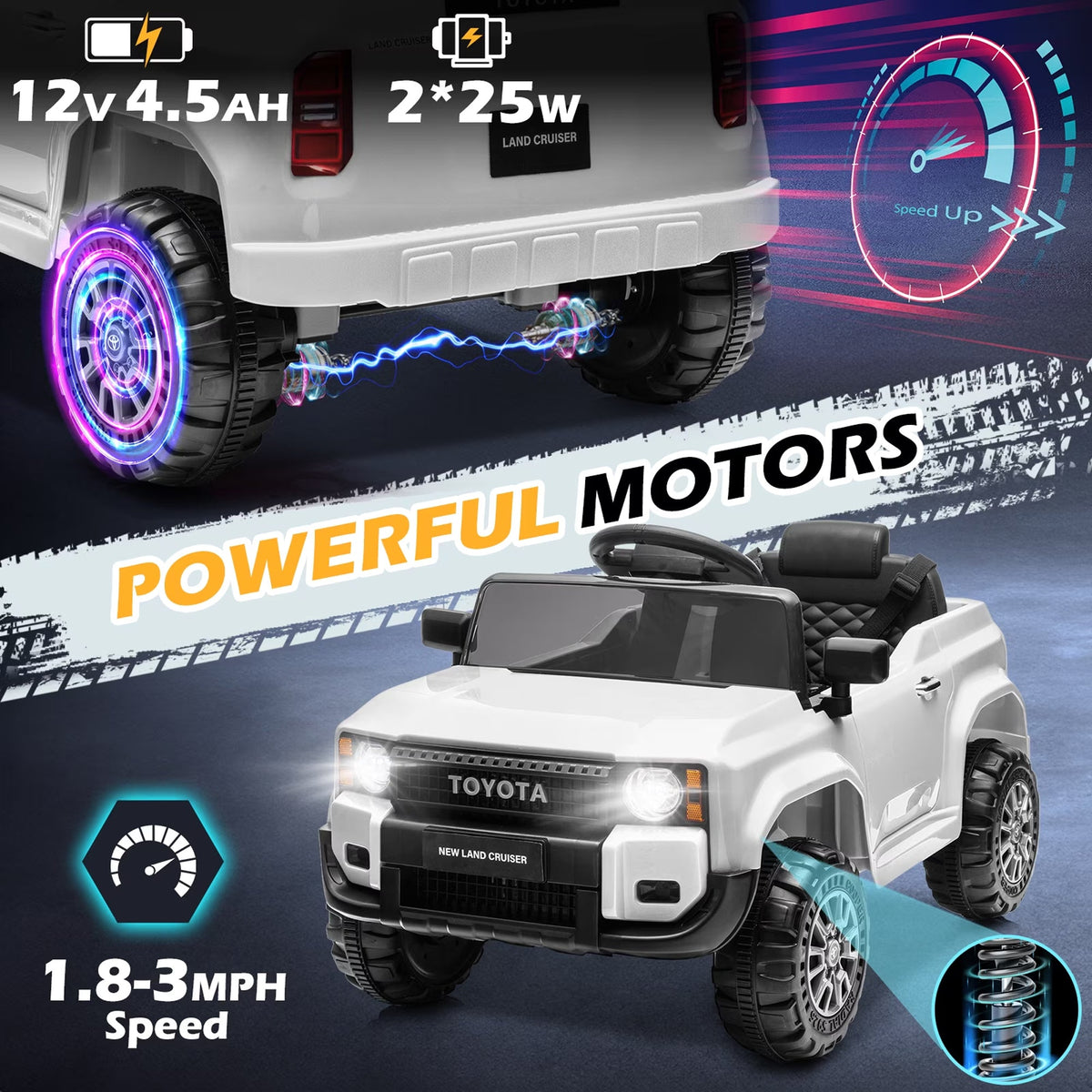 24V 2 Seater Toyota Land Cruiser Licensed Kids Electric Ride-On Car - YJ2155