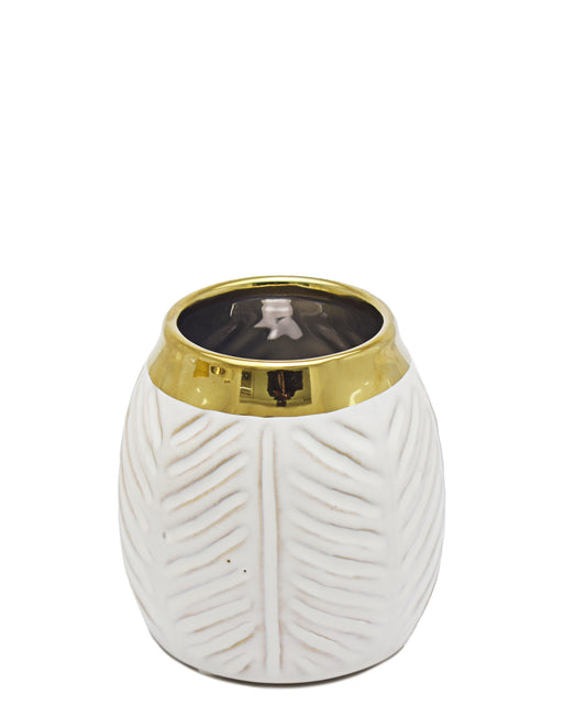 Urban Decor Pot 11cm - White & Gold