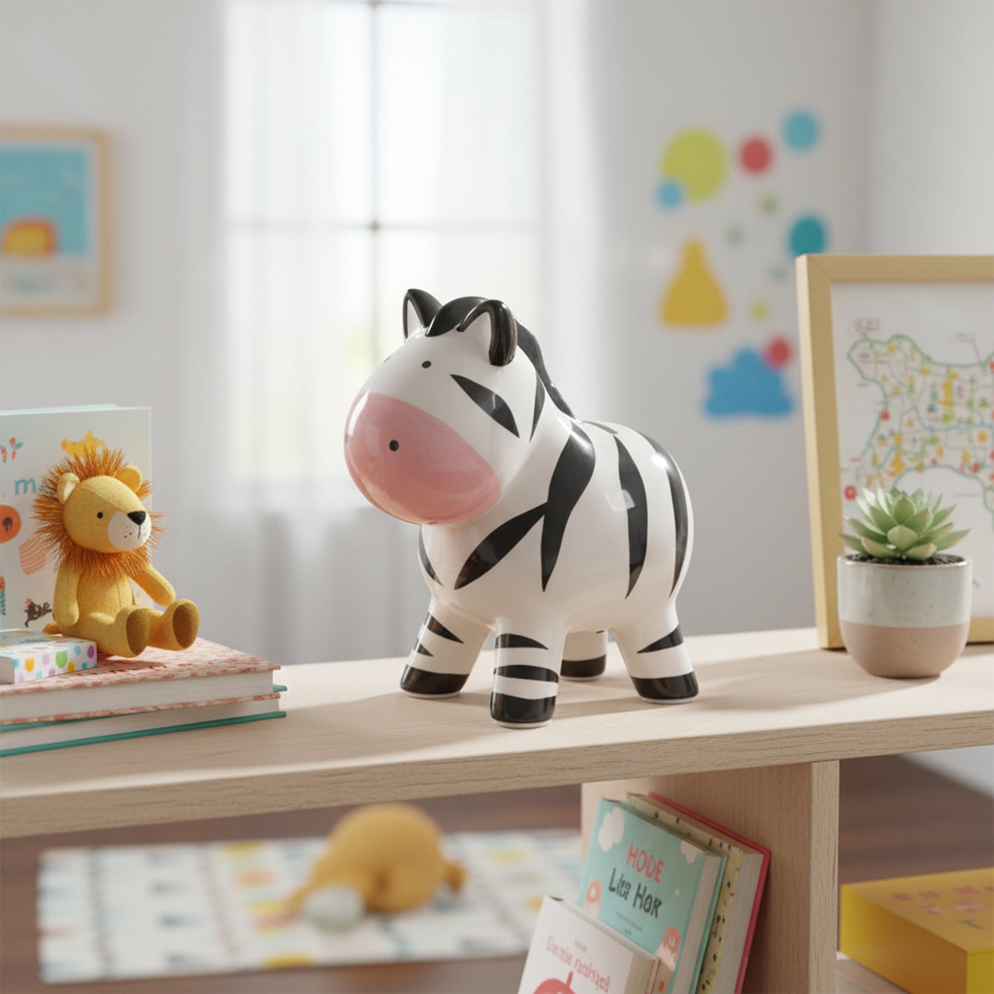 Zebra Ceramic Money Bank Black & White