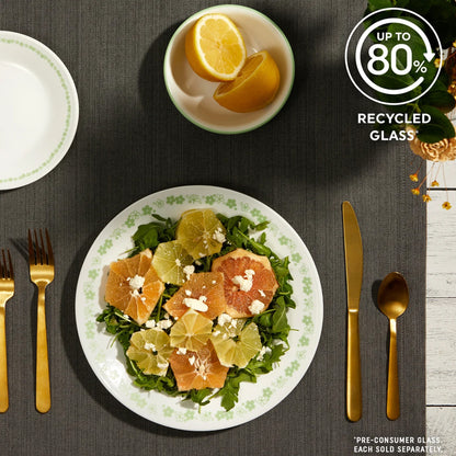 Corelle Spring Blossom Green 18 Piece Dinner Set White